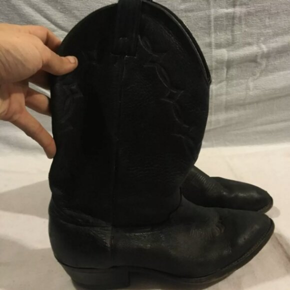 MEN\'S sz11D GENUINE LEATHER BARB WIRE PATTERN COWBOY BOOTS MADE IN USA NM 02109 main image 9